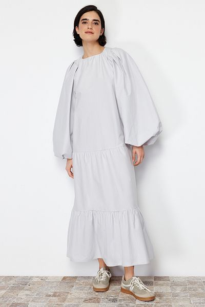 Trendyol Modest Φόρεμα με κοσμήματα με μπαλόνι με μανίκια από βαμβακερό ύφασμα TCTSS24EB00070