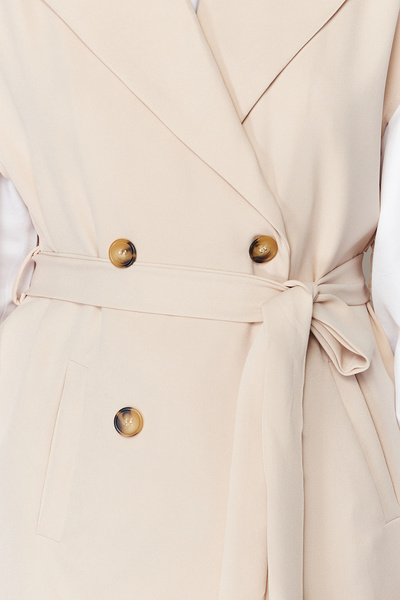 Trendyol Modest Beige Belt Detailed Woven Vest TCTSS24YL00004