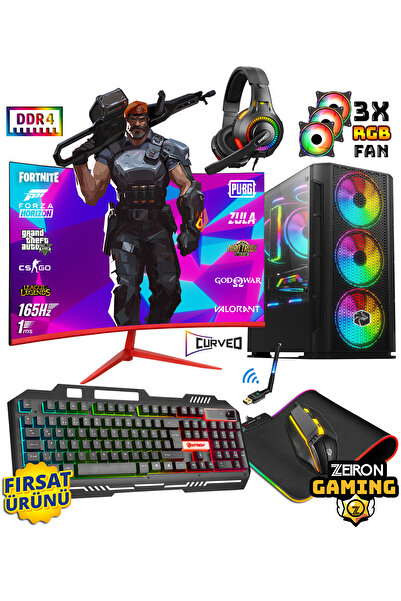 Zeiron Tsx99 Ryzen 5 3600 32GB DDR4 Ram 512GB SSD RX580 8GB 256Bit 23.8" 165Hz Oyuncu Masaüstü Bilgisayar
