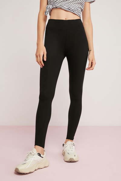 ETHIQUET Ember Women's Cotton Thick Textured Body Fully Hugging Long Recovery Black Leggings