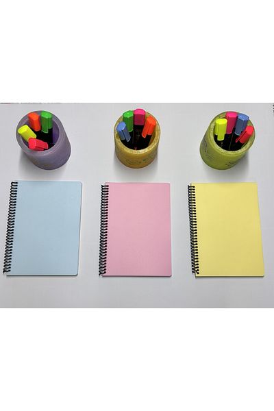 kafanot Set de 3 caiete cu pagini colorate 80 de coli A5 (dimensiune medie) - fără linii