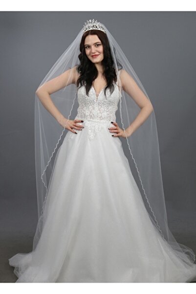 paris in paris Voal de mireasă lung brodat cu piatră de cristal 230 cm alb alb cu pieptene 1. Tul de calitate de vis