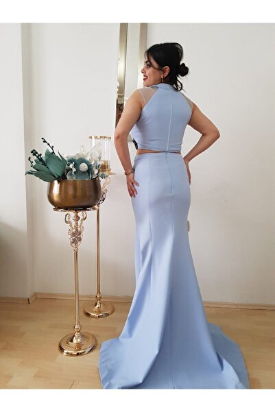 FERGAN Kadın Bebe Mavisi Büstiyerli Ikili Balık Abiye