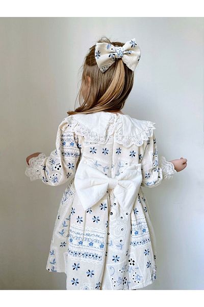 Little Ya Ya Love Girl's Ethnic Pattern Authentic Baby Collar Linen Dress