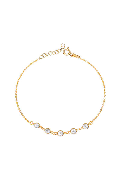 Coşar Silver Zirkon Taşlı Pırlanta Montür Altın Kaplama Gümüş Bileklik