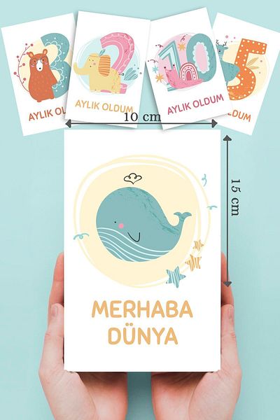 By Nur Erten Newborn Baby Monthly Photo Shoot Memory Card Milestone Cards Baby Gift