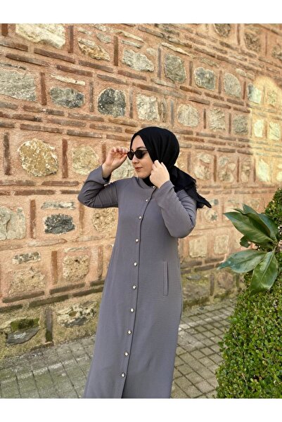 OKTAYUSTA COLLECTİON Plain Daily Pocket Buttoned Full Length Abaya