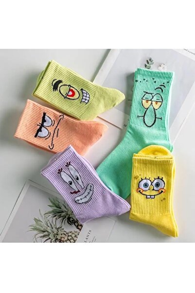 Önder 5 Συσκευασίες Unisex Βαμβακερές κάλτσες με μοτίβο προσώπου