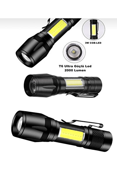 EMİN ENSAR HOME Ultra Çift Yönlü Güçlü şarjlı Led El Feneri 2000 Lumen + 6w C...