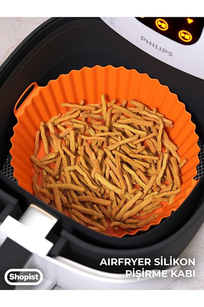 SHOPİST Orange Airfryer Silicone Baking Dish 20x5 Cm Bpa Free Airfryer Baking Paper Accessory Mold