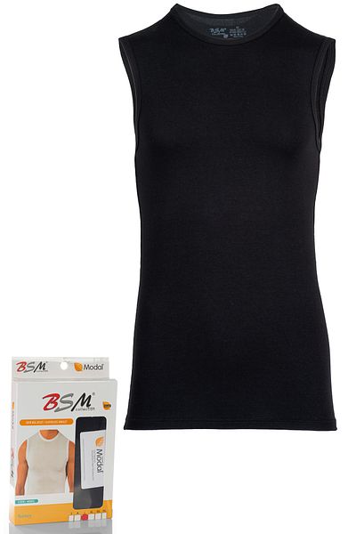 BSM Men's Black Crew Neck Dipcol Modal Undershirt 40603