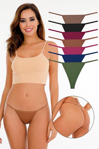 Sensu Women's Brazilian Drawstring Panties Set of 7 - Assorted Colors Kts3022