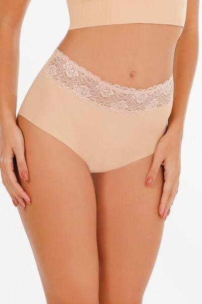 Sensu Női lézerrel vágott, magas derekú csipke 3 részes bugyi szett - Kts3105