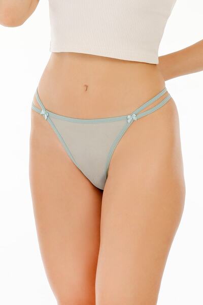 Sensu Kadın Tül Detaylı Beli Ipli Tanga 5'li Külot Set - Kts4003