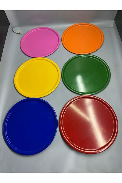 Aslı Hediyelik Mix Set of 6 Metal Single Decorative Candle, Tea, Coffee and Cake Service Presentation Tray 30 Cm