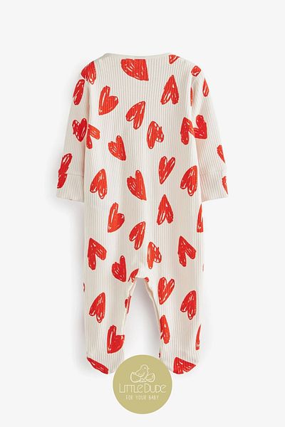 Next Baby 100% Organic Cotton Red Heart Jumpsuit