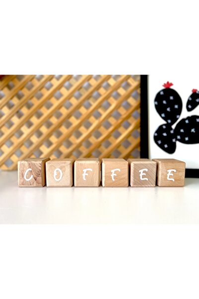 mogokids COFFEE yazılı 6lı ahşap küp