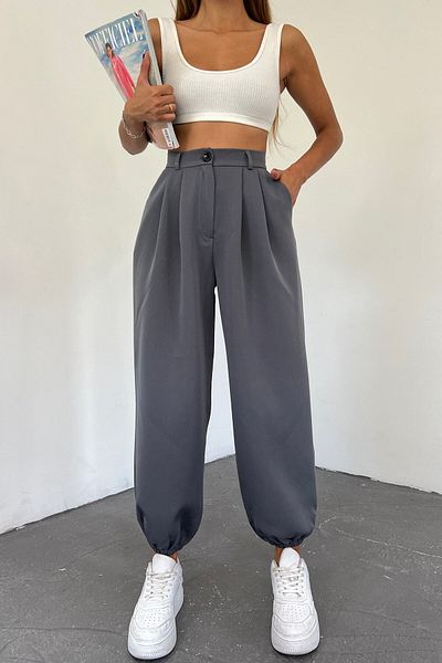 Sun Victoria Women's Anthracite Elasticized High Waist Balloon Pants