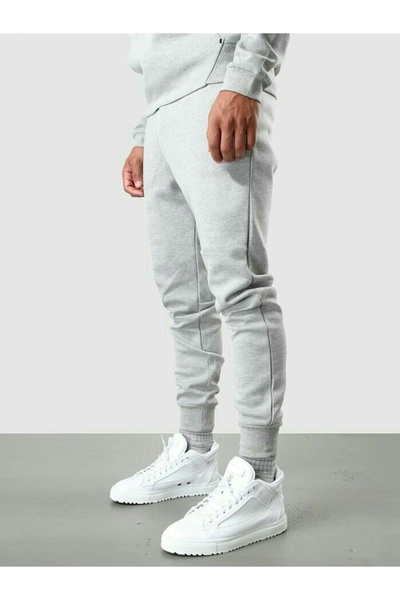 THE WHITE Γκρι ανδρικό φούτερ με στενή εφαρμογή