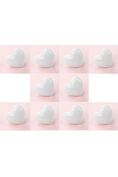 kralkulp 10 Pcs White Color Heart Handle, Furniture Handle