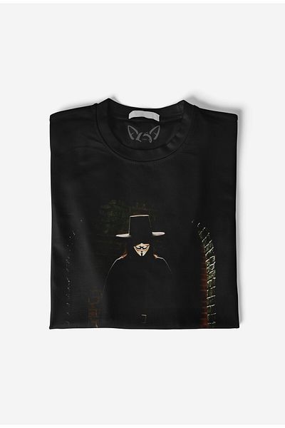 Alfa Tshirt Tricou negru pentru copii cu imprimeu V For Vendetta