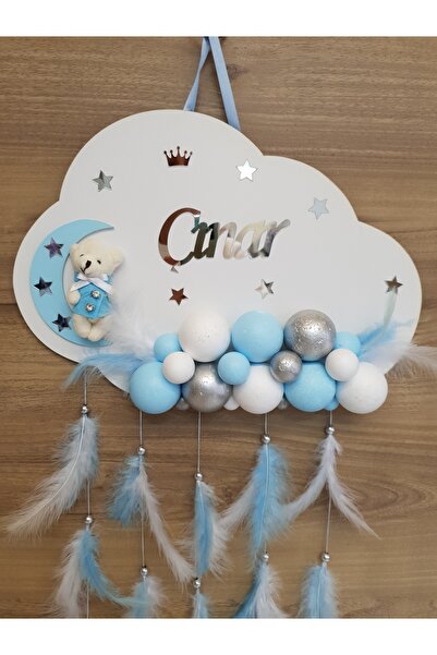 HD Different Kapı Süsü Ahşap Bulut Kapısüsü Bebek Odası Isimlik Strafor Toplu