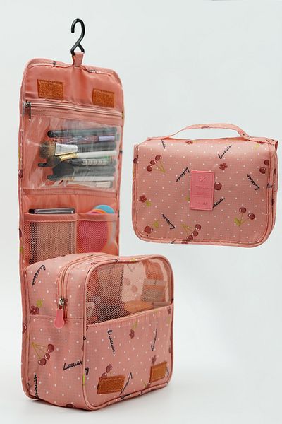 SONREYON Multifunctional Hanging Makeup Bag Cherry Pattern (Large Size)