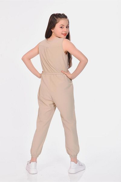 RAMON&ARTOS Girl's Jumpsuit with Buttoned Front Placket and Pockets