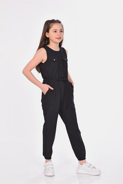 RAMON&ARTOS Girl's Jumpsuit with Buttoned Front Placket and Pockets