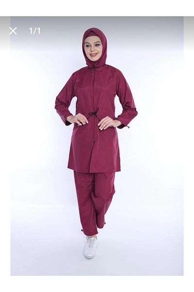 GC GÖKHAN CLUB 4 Piece Full Coverage Water Repellent Quick Drying Adjustable Zipper Hijab Swimsuit