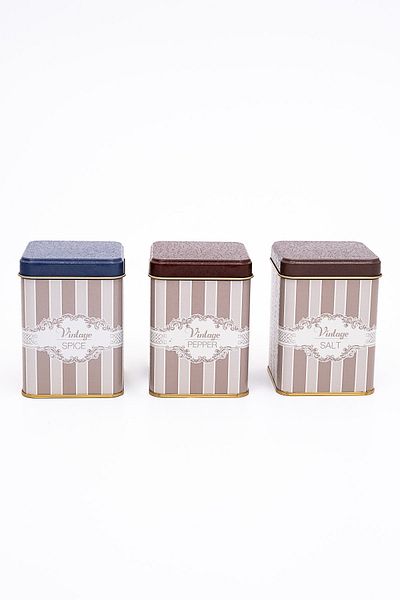 EVLE Erb24v5 Square Metal Storage Container 75x75 Set of 3, Elegance