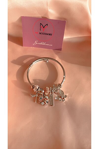 CLARİS Renkli kalpli yusufçuk detaylı Çelik bileklik