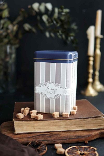 EVLE Er022-8a Elegance Sugar Patterned Square Metal Storage Container 11x11 Cm