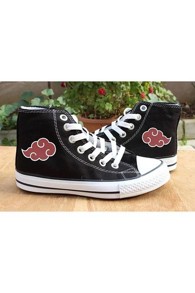 Touz Naruto Cloud Printed Black Canvas Shoes - Very Kind