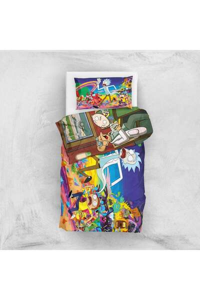 The Lucid Lab Champions League Poker & Rick And Morty Çift Taraflı Nevresim Takımı 160 Cm X 220 Cm