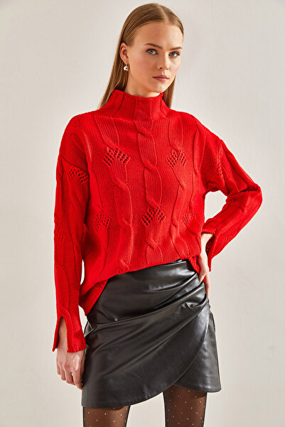 Bianco Lucci Női fél garbó hajú kötött mintás kötöttáru pulóver