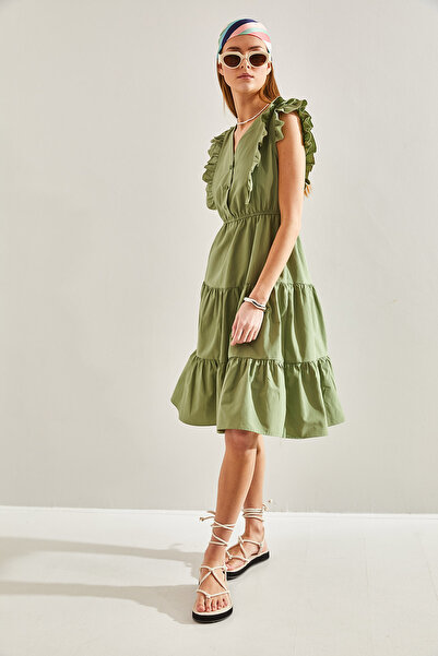 Bianco Lucci Fodros, rugalmas derékú, gombos, kiszélesedő női ruha