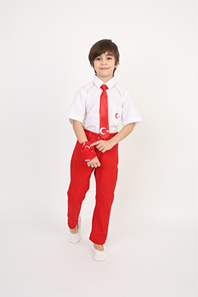 FATELLA Cămașă cu mânecă scurtă pentru băieți, pantaloni, bretele, papion, cr...