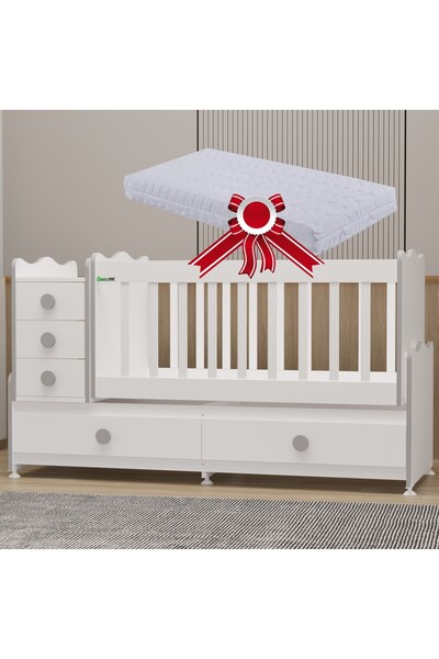 Garaj Home Melina 5 Çekmeceli Büyüyen Beşik ve Yatak - Gri