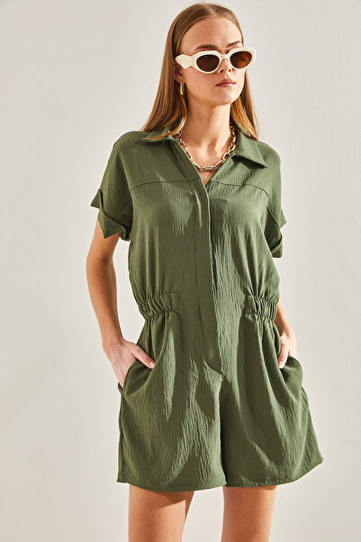 Bianco Lucci Women's Basic Elastic Waist Jumpsuit