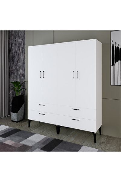 Kalender Dekor KAMİLA-11, 4 KAPAKLI 4 ÇEKMECELİ DOLAP VE GARDIROP