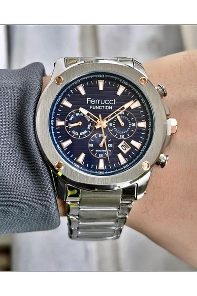 Ferrucci Men's Multifunctional Metal Band Wristwatch