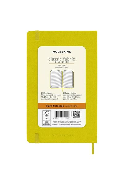 Moleskine Premium Collection Notepad Large 13x21cm Hard Textile Silk Cover Striped 240 Sheets