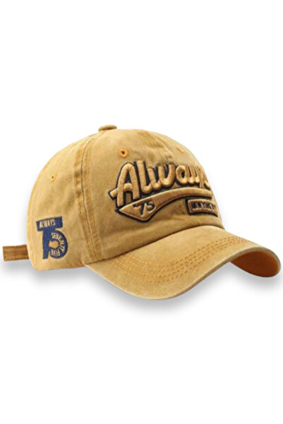 Şapka Market Always Vintage Eskitme Sarı Beyzbol Kep Şapka