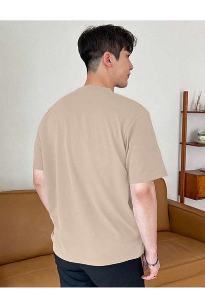 FAVORİST Μαύρο βαμβακερό Unisex Oversize Boyfriend T-shirt - Crew Neck