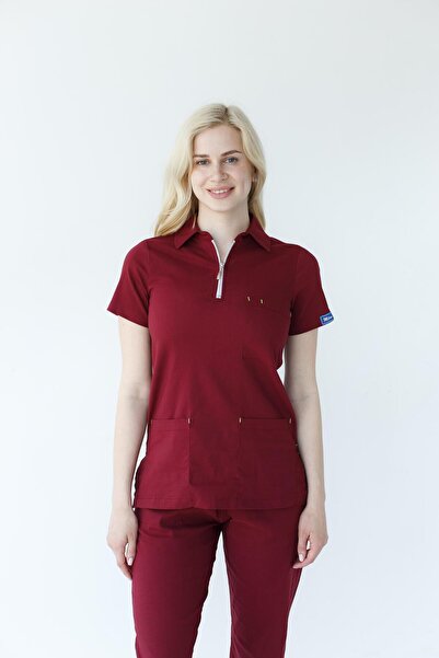 Dr. Mitra Women's Zippered Lycra Surgical Nurse Doctor Suit