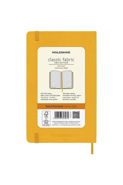 Moleskine Premium Collection Notepad Large 13x21cm Hard Textile Silk Cover Striped 240 Sheets