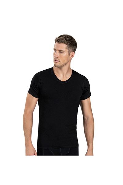 Kuryıldız Black V-Neck Half Sleeve Men's Undershirt