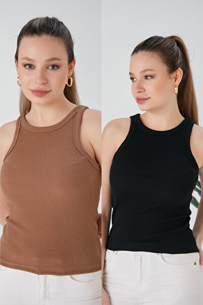 CATSPY Μπισκότα Μαύρα 2 τεμαχίων Εφαρμοσμένη/Καθιστή Κοτλέ ελαστική πλεκτή μπ...