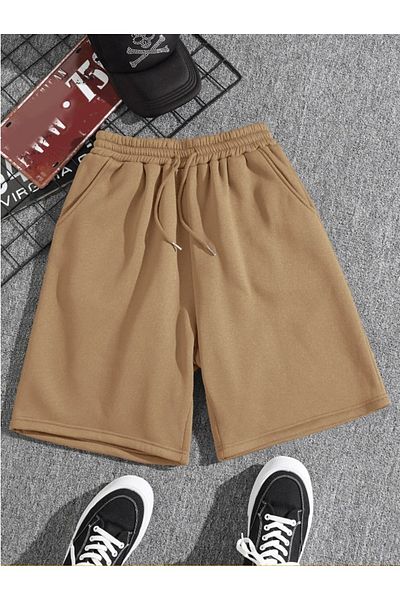 Revasser Unisex γυναικείο μονόχρωμο κοντό βαμβακερό σορτς χτενισμένο